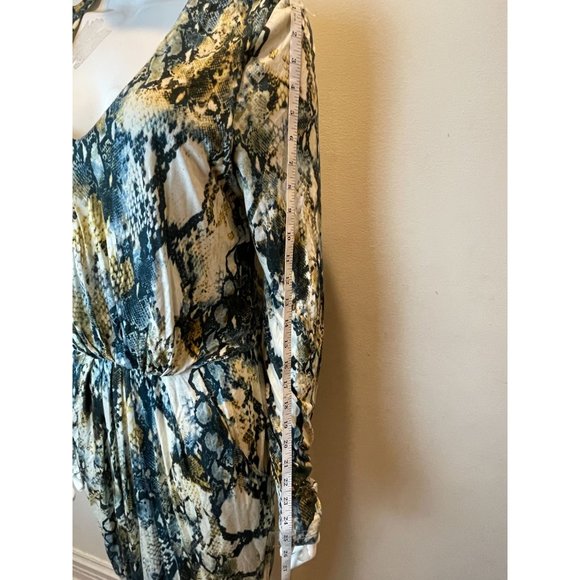 NWT Kenneth Cole Womens Snake Print Sheath Dress V Neck Long Sleeve Multicolor M - Picture 3 of 10